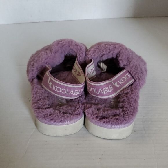 Koolaburra by Ugg Fuzz’n Faux Fur Open Toe Sandal Purple Cozy Slipper Big Kids 4 - Picture 3 of 13